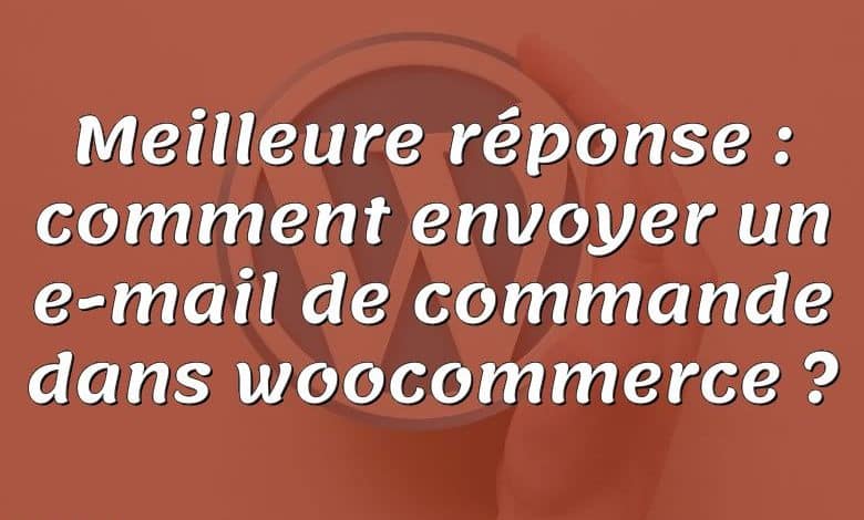 Meilleure réponse : comment envoyer un e-mail de commande dans woocommerce ?